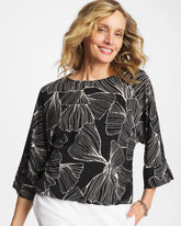 Black Ginkgo Matte Jersey Bubble Hem Top