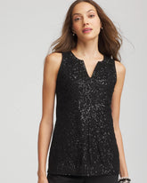 Black Sequin Beaded Notch Neck Tank