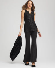 Black Sequin Beaded Notch Neck Tank
