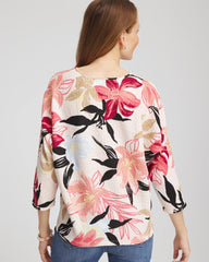 Folkloric Red Textured Tapered Dolman Top
