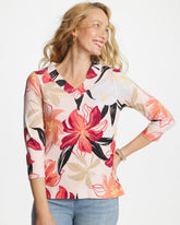 Folkloric Red Pima Cotton 3/4 Sleeve Tee
