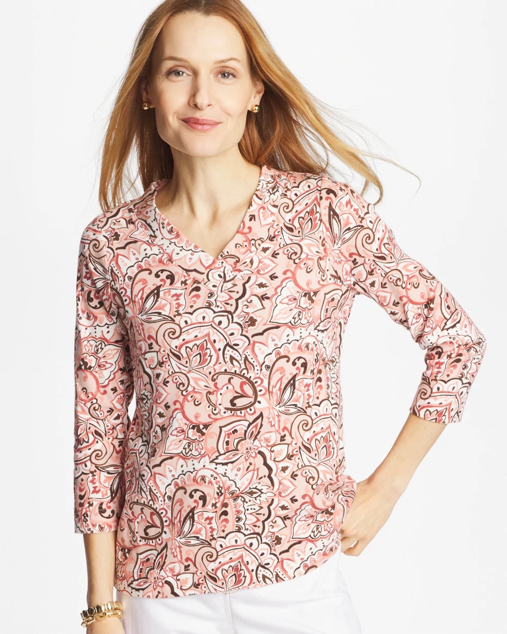 Rose Smoke Pima 3/4 Sleeve Tee
