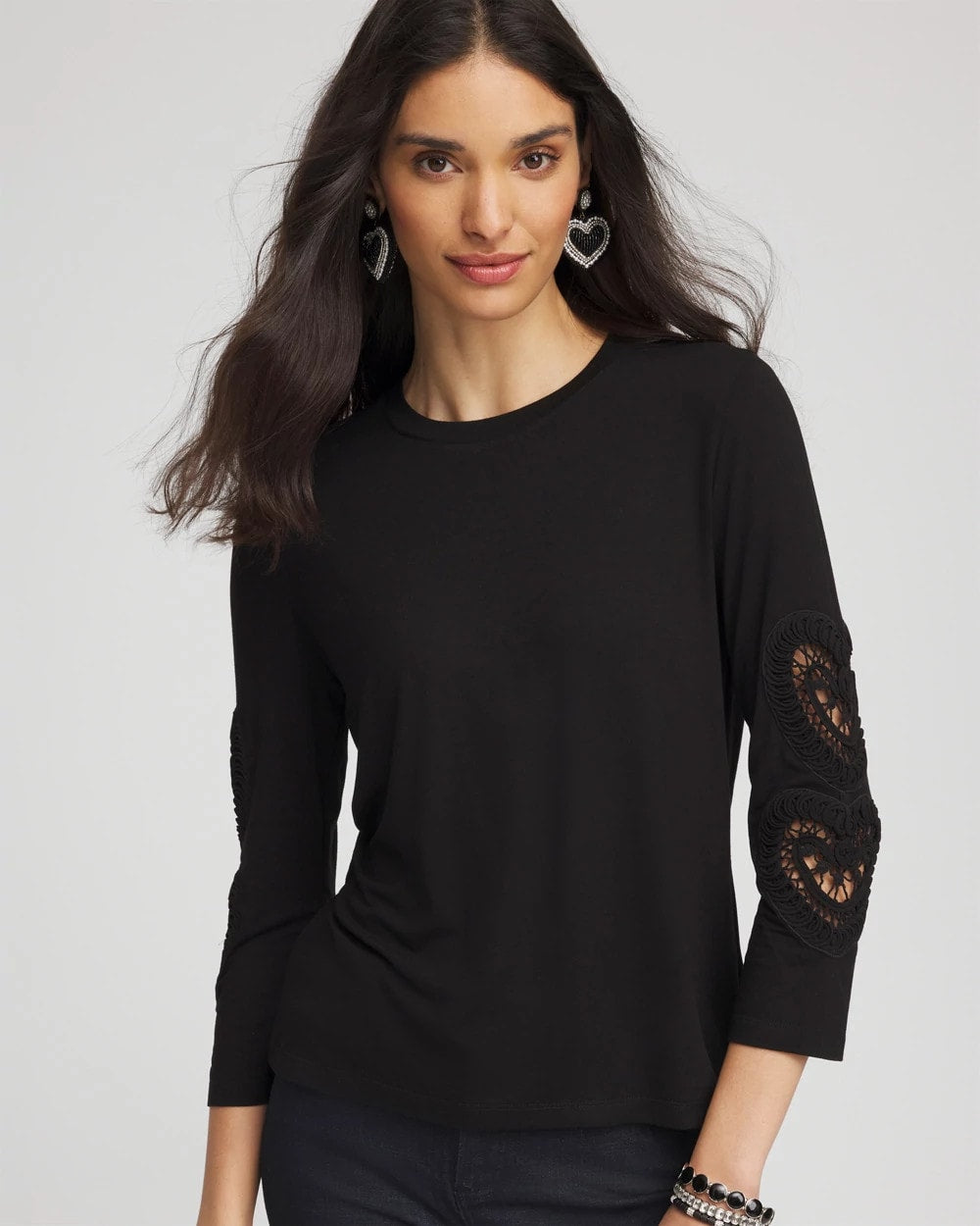 Black Heart Sleeve Detail Tee