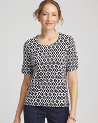 Black Printed Pima Elbow Sleeve Tee