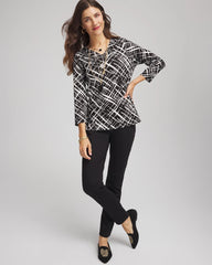 Black Printed Pima 3/4 Sleeve Tee