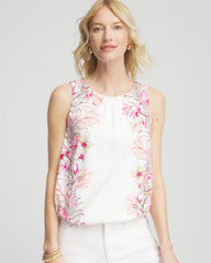 Alabaster Tropical Floral Bubble Hem Tee