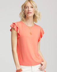 Sunset Peach Touch of Cool™ Flutter Sleeve Tee