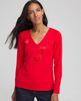 Love Letter Red Embellished Heart V-Neck Tee