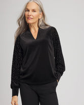 Black Art Deco Velvet Burnout Top