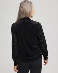 Black Art Deco Velvet Burnout Top
