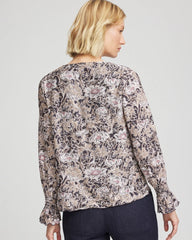 Graphite Gray Bloom Crinkle Bodre Top