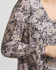 Graphite Gray Bloom Crinkle Bodre Top