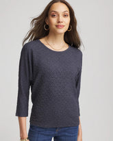 Denim Textured Denim-Motif Tapered-Hem Top