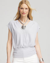 Dove Gray Foiled Knit Banded Bottom Top