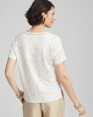 River Rock Printed Sweater Trim Linen Tee