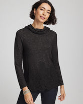 Black Lace Hem Cowlneck Top