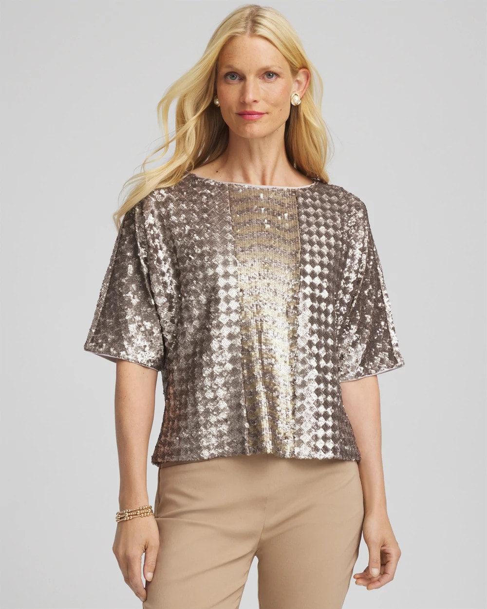 Gold Art Deco Dolman Sequins Tee