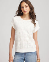 Ecru Crocheted Cotton-Blend Shirt