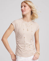Cafe Aroma Neutral Striped Cap Sleeve Dolman Tee