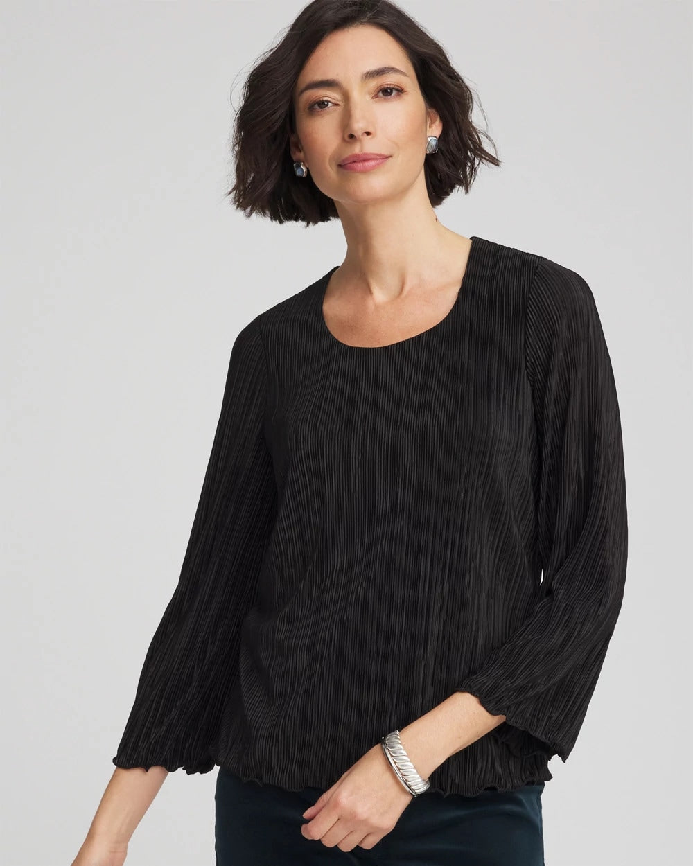 Black Bodre Flare Sleeve Top
