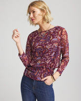 Deep Chianti Paisley Textured Banded-Hem Top