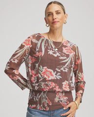 Dried Mushroom Textured Banded-Hem Top