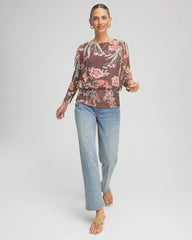 Dried Mushroom Textured Banded-Hem Top