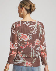 Dried Mushroom Textured Banded-Hem Top