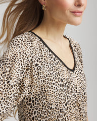 Ecru Leopard Braided Linen Top