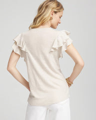 River Rock Embroidered Flutter-Sleeve Tee