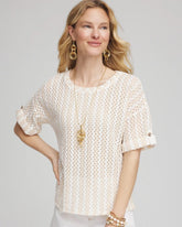 Glistening Sand Textured Roll Cuff Tee