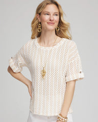 Glistening Sand Textured Roll Cuff Tee