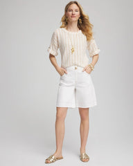 Glistening Sand Textured Roll Cuff Tee