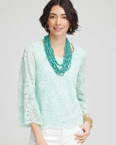 Teal Waters Scalloped Hem Lace Top