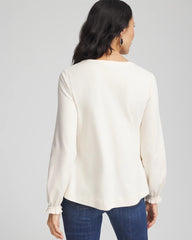 English Cream Embellished Long-sleeve Top