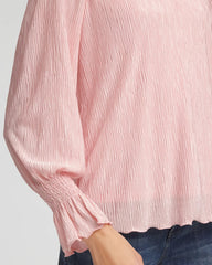Blushed Crinkle Bodre Voop Neck Top