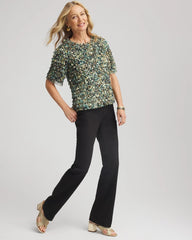 Darkest Spruce Foiled Mesh Ruffle Crop Tee