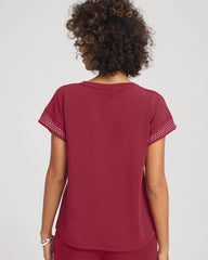 Russet Red Zenergy® Embellished Short-Sleeve Top
