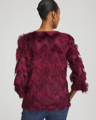 Deep Chianti Chevron Fringe Party Top