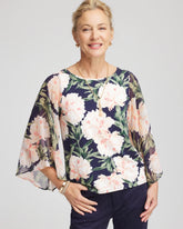 Darkest Spruce Georgette Angel-Sleeved Top
