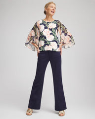 Darkest Spruce Georgette Angel-Sleeved Top