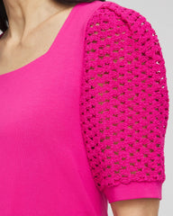 Crushed Berries Touch of Cool™ Crochet Lace Square-Neck Tee
