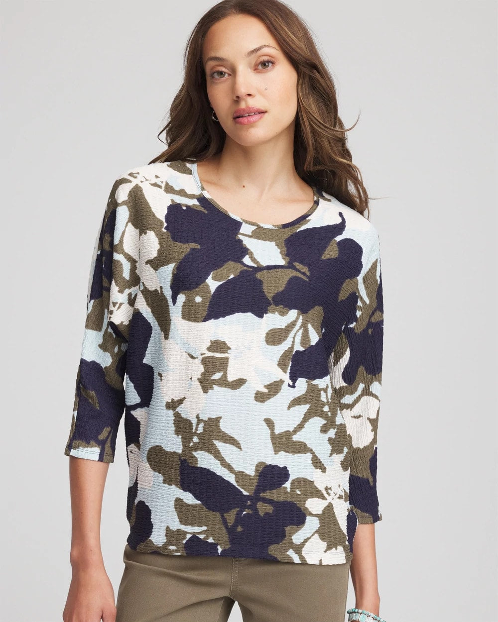 Blue Menthe Floral Wedge Top