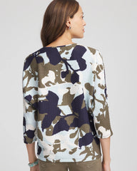 Blue Menthe Floral Wedge Top