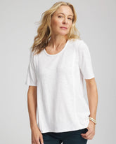 Alabaster Slub Paneled Elbow Tee