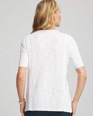 Alabaster Slub Paneled Elbow Tee