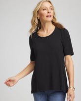 Black Slub Paneled Elbow Tee