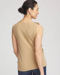 Cafe Aroma Sleeveless Ruffle-Appliqué Tank Top