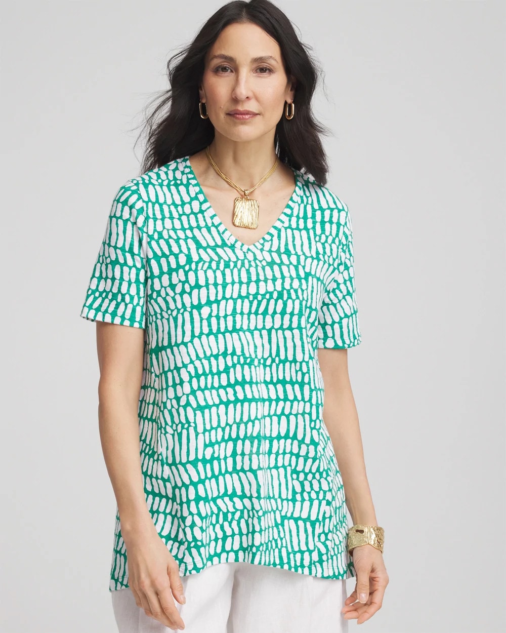 Eden Green Tropical Short Sleeve Forward-Seam Tee