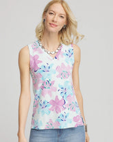 Paradiso Blue Floral Sleeveless V-Neck Tank